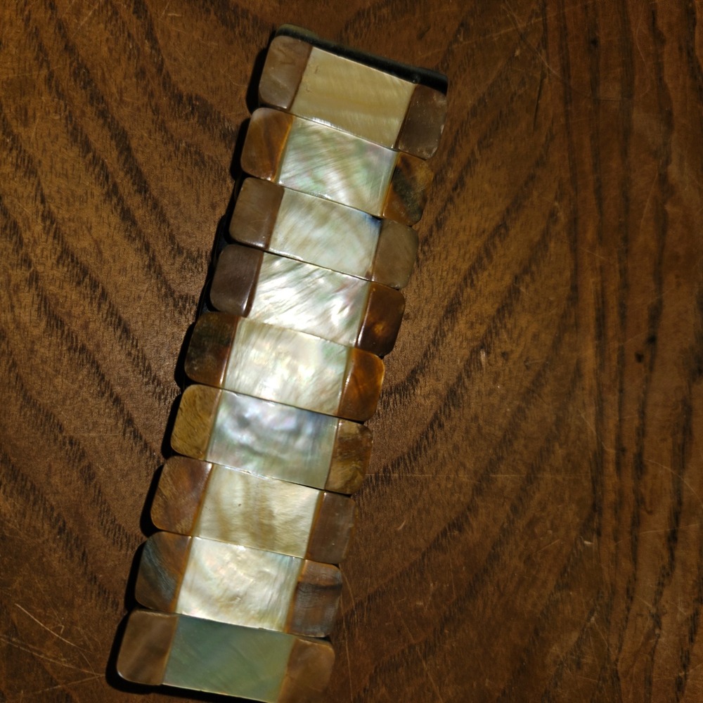 Unbranded Stretch Bracelet Women OS Mother of Pearl Tiger Eye Shell Brown Boho
